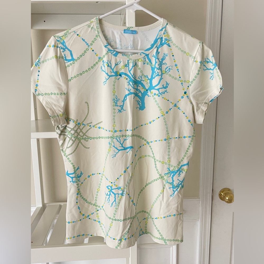 J. McLaughlin Cream Fitted Short Sleeve Tee